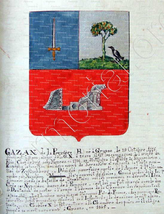 PEYRIERE - Armorial Nice. (J. Casal, 1903) (Bibl. mun. de Nice) - France (1808 1814)