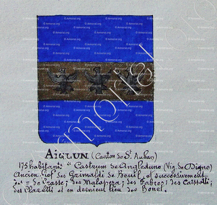 AIGLUN_Armorial Nice. (J. Casal, 1902) (Bibl. mun. de Nice)_France (ii)