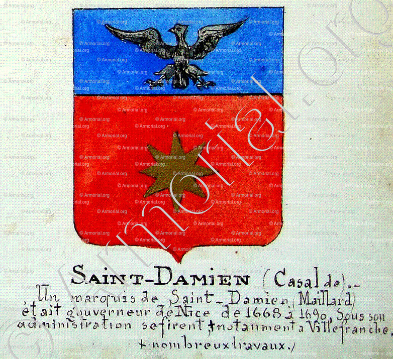 CASAL de SAINT DAMIEN et Marquis de SAINT DAMIEN MAILLARD_Armorial Nice. (J. Casal, 1903) (Bibl. mun. de Nice)._France