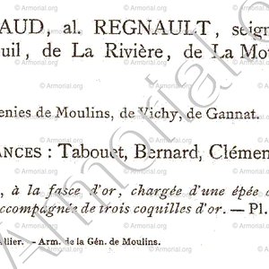 RENAUD alias REGNAULT_Bourbonnais. Notice._France