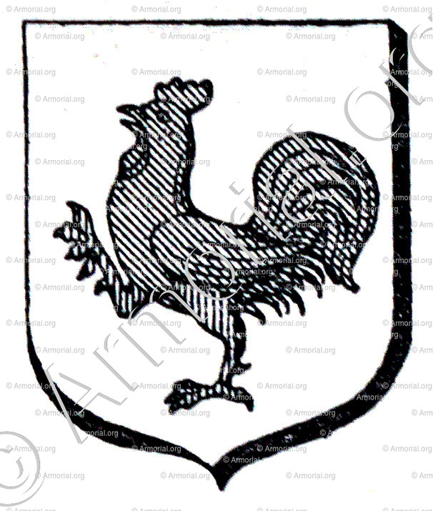 COQ_D'argent au coq hardi de sinople membré de gueules._Héraldique