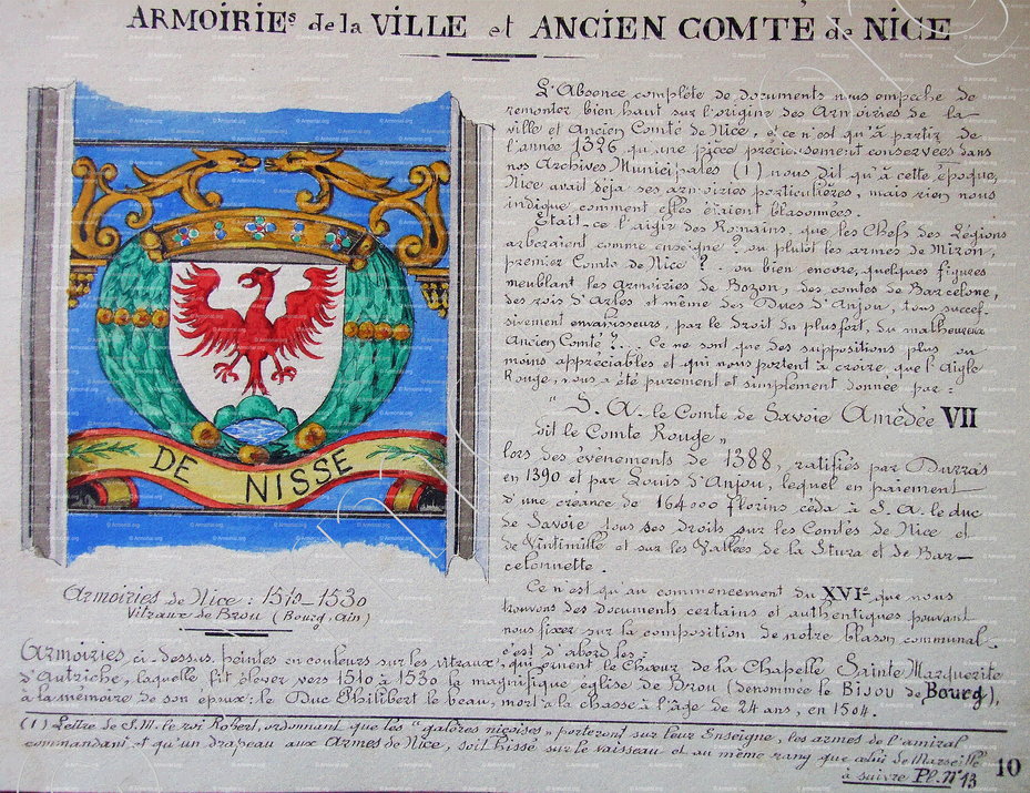 NICAEA 1510-1530 et Ancien Comté de Nice_Armorial Nice. (J. Casal, 1903) (Bibl. mun. de Nice)._France