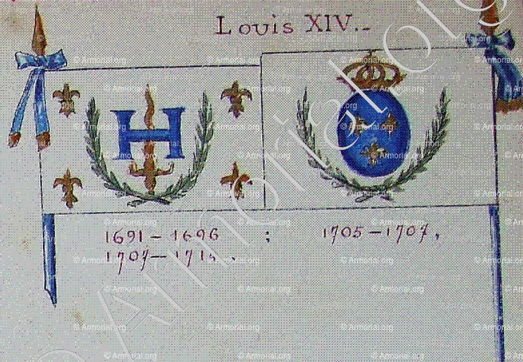 NISSE 1691-1707, LOUIS XIV _Armorial Nice. (J. Casal, 1903) (Bibl. mun. de Nice)._France