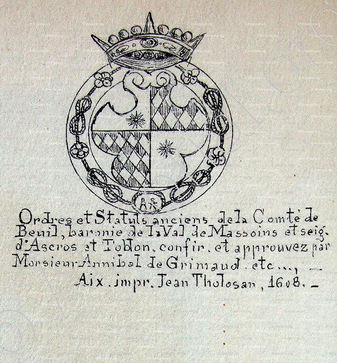 Ordres et Statut de la Comté de BEUIL_Armorial Nice. (J. Casal, 1903) (Bibl. mun. de Nice)_France (ii)